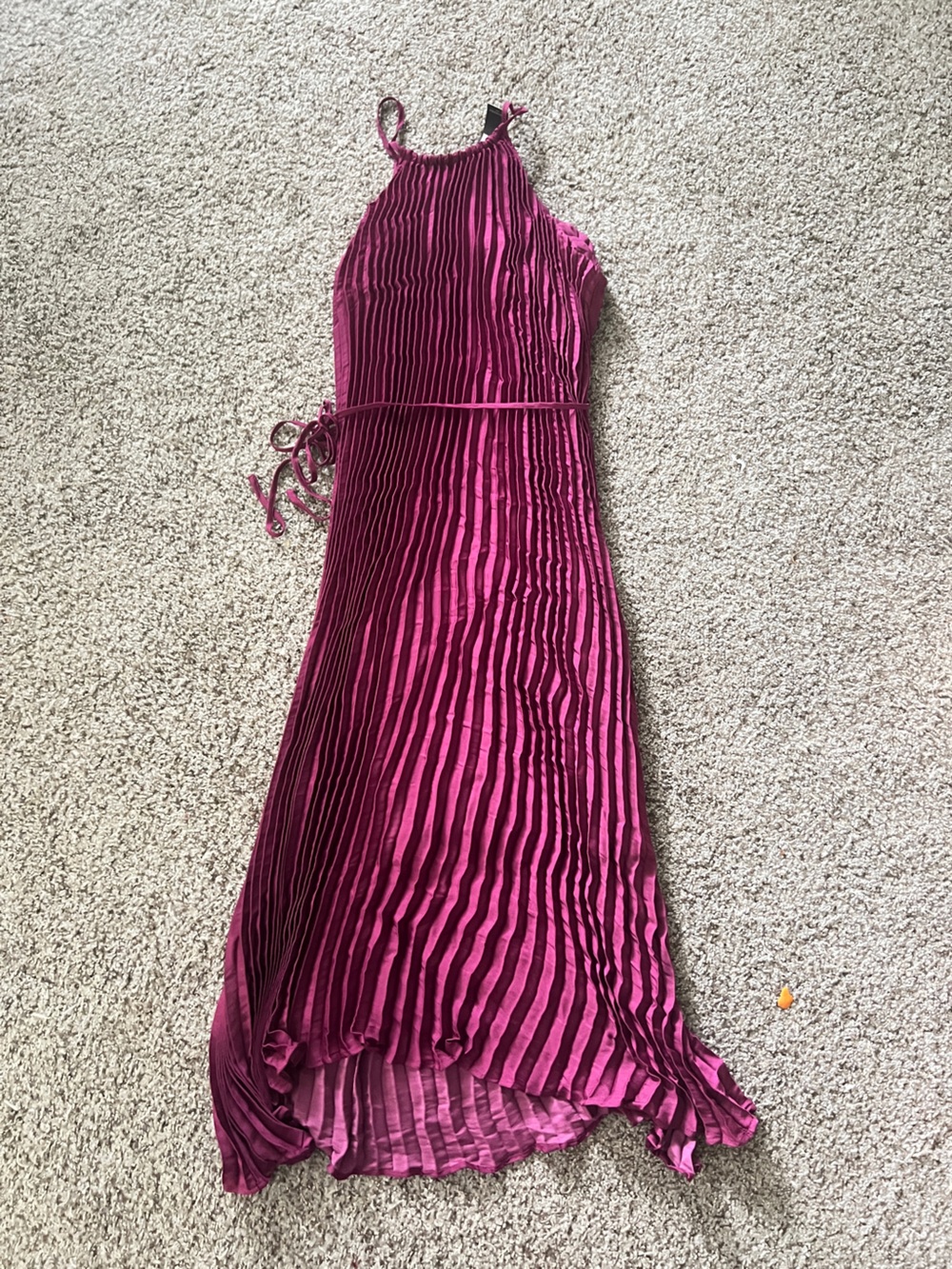 Banana Republic Fuchsia Pleated Halter Maxi Dress